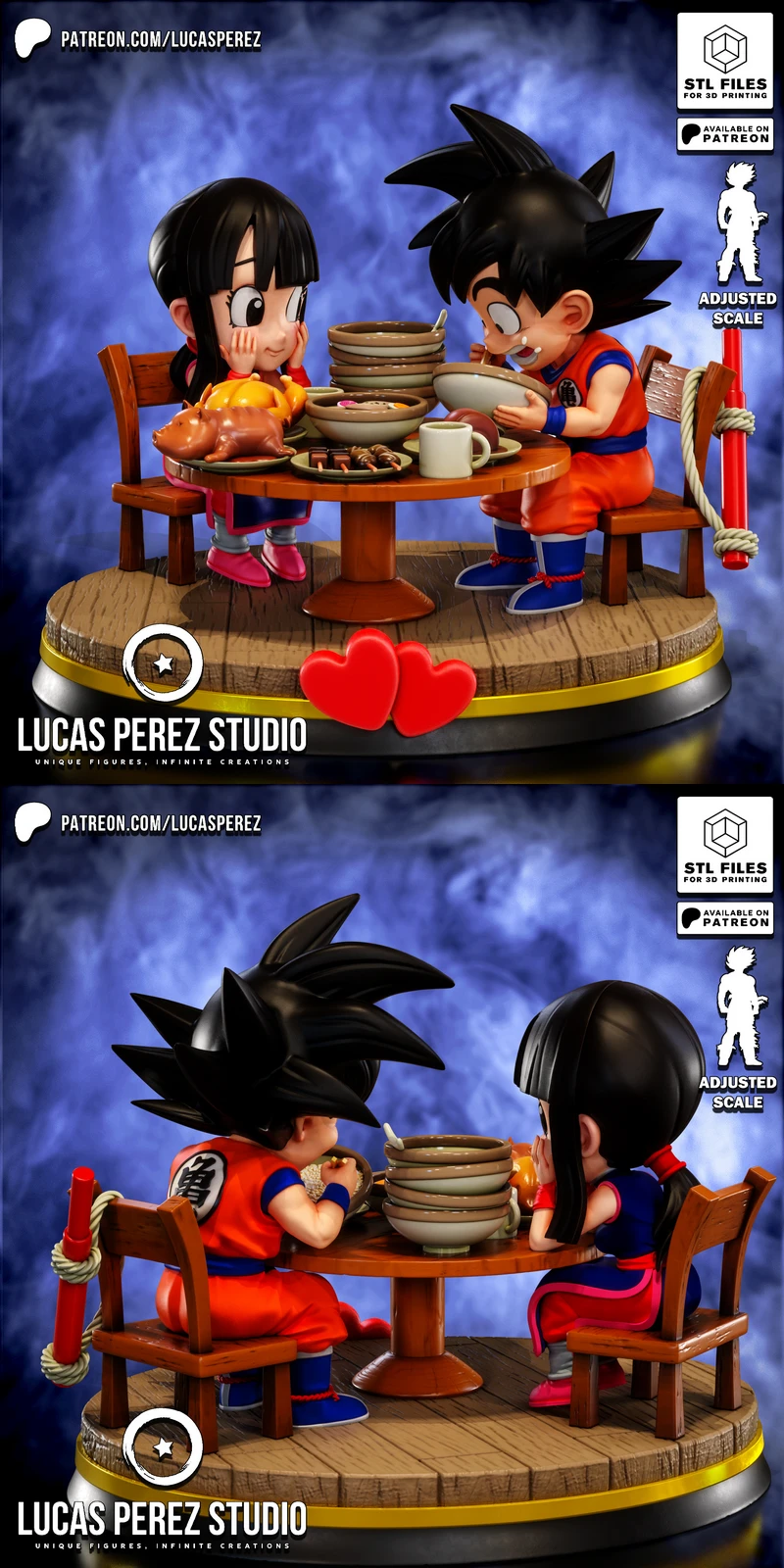 Kid Goku and Chi-Chi 3D Printable Miniature STL File STL model for 3D printing