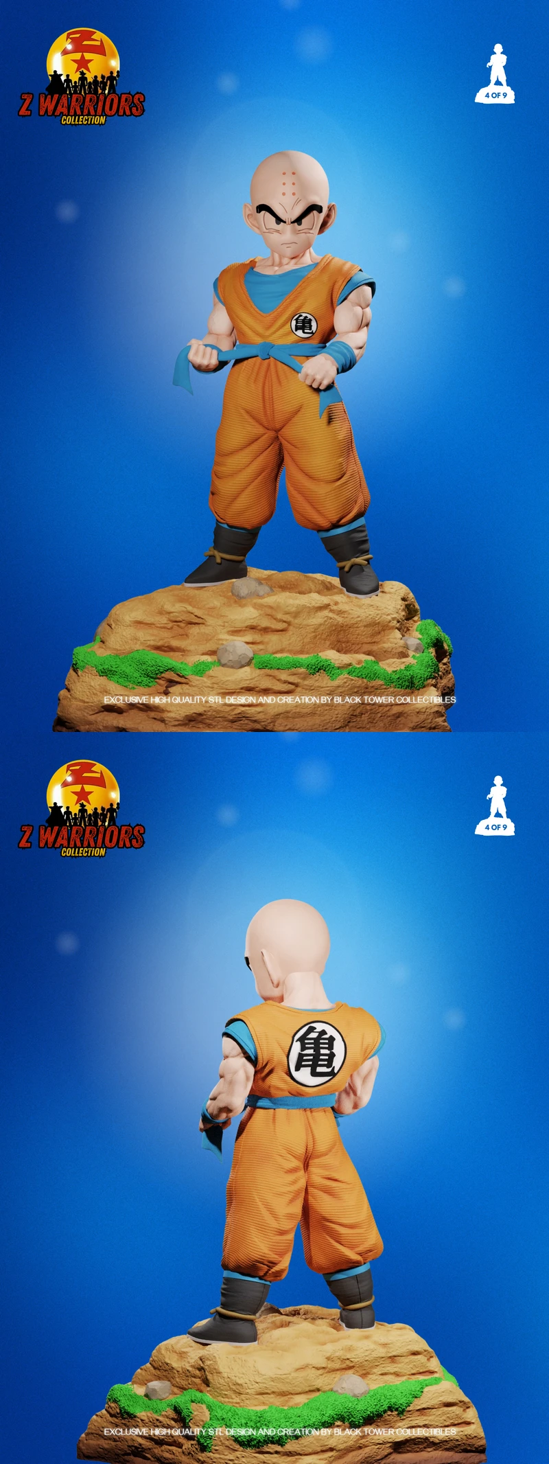 Krillin Z WARRIORS 3D Printable Figure STL File STL model for 3D printing