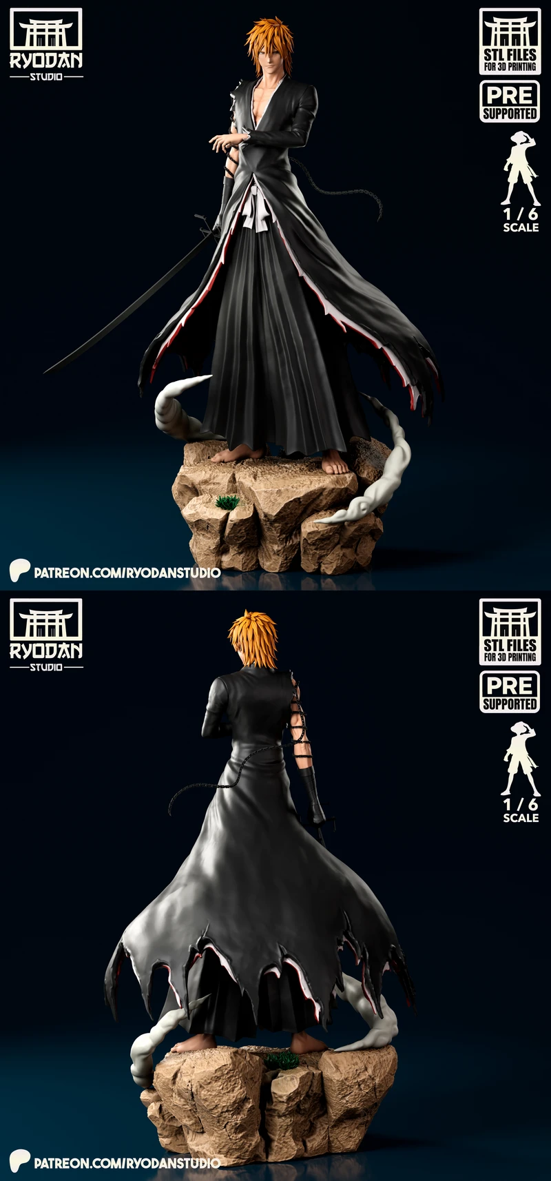 Ichigo Kurosaki (Final Getsuga Tensho) – Bleach STL Figure for 3D Printing STL model for 3D printing