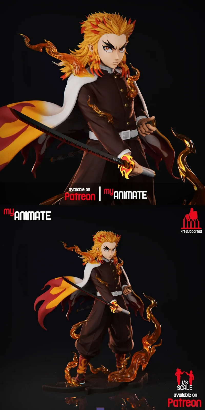 Kyojuro Rengoku 3D Printable Figure STL File STL model for 3D printing