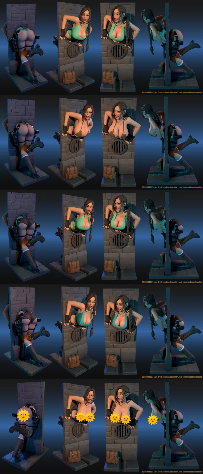 Lara Wall Scene – 5 Variant STL Files for 3D Printing STL model for 3D printing