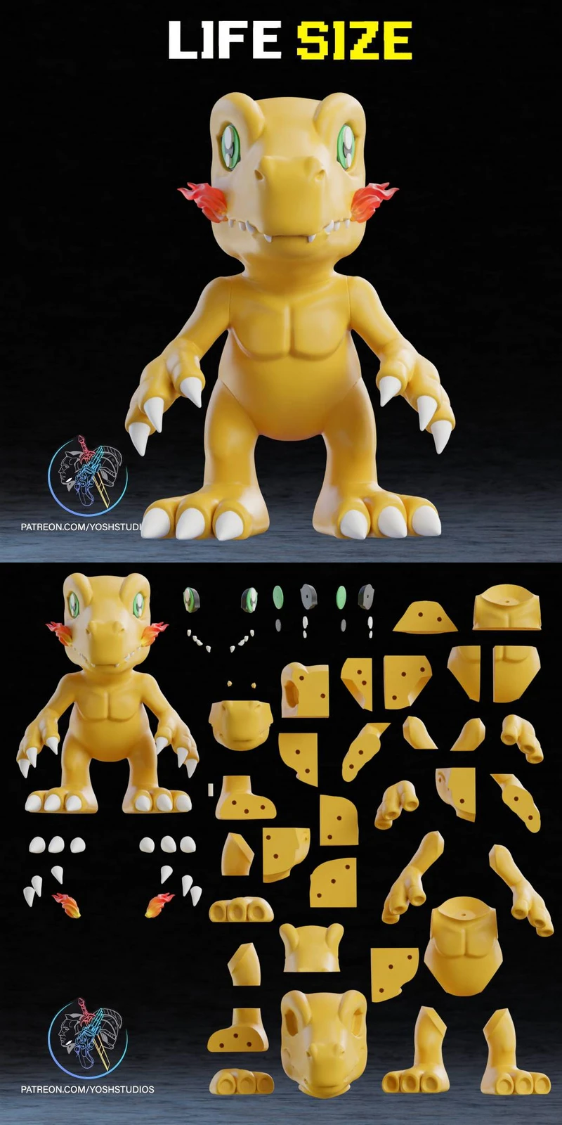Agumon STL model for 3D printing