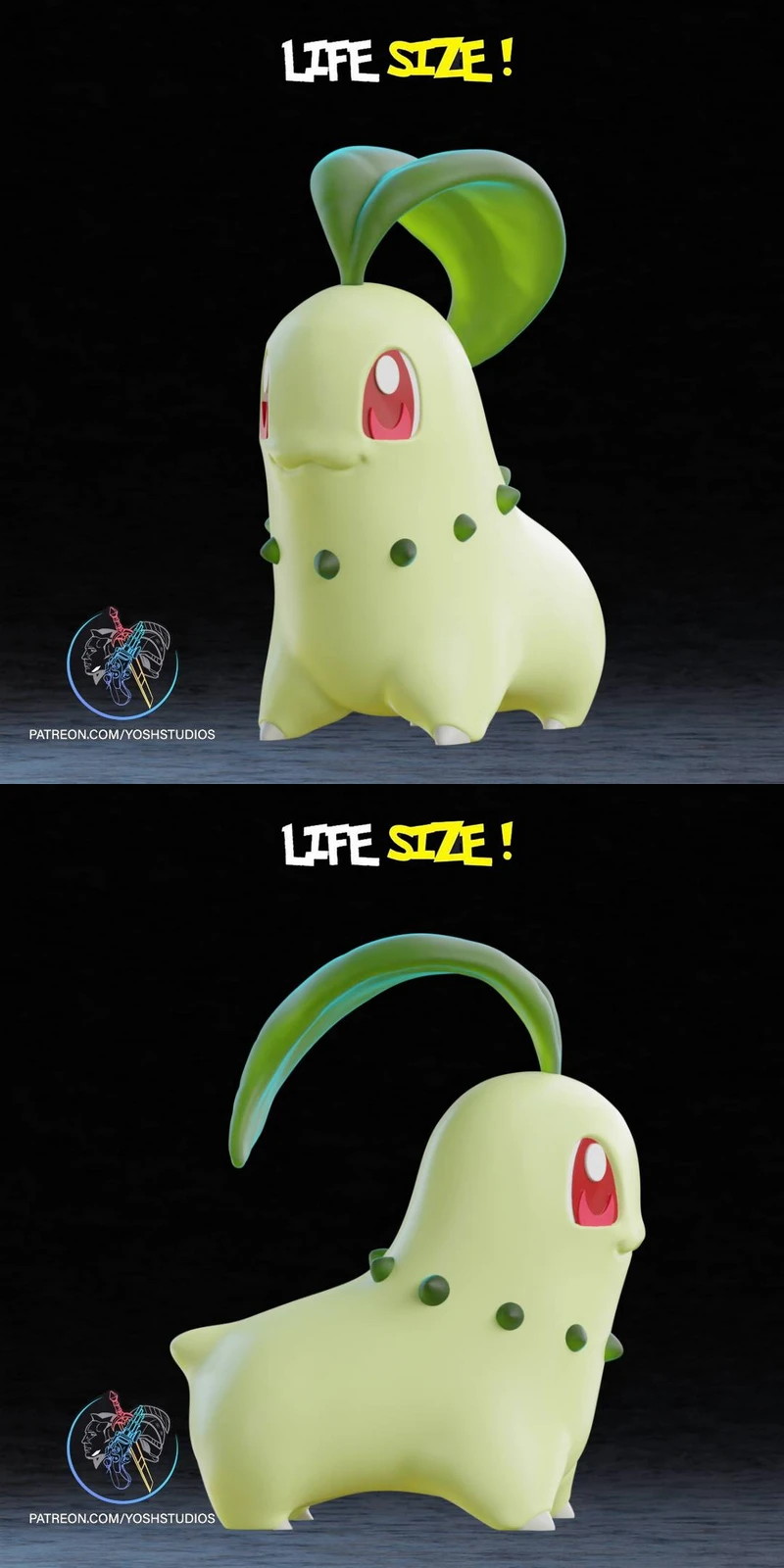 Life Size Chikorita STL model for 3D printing