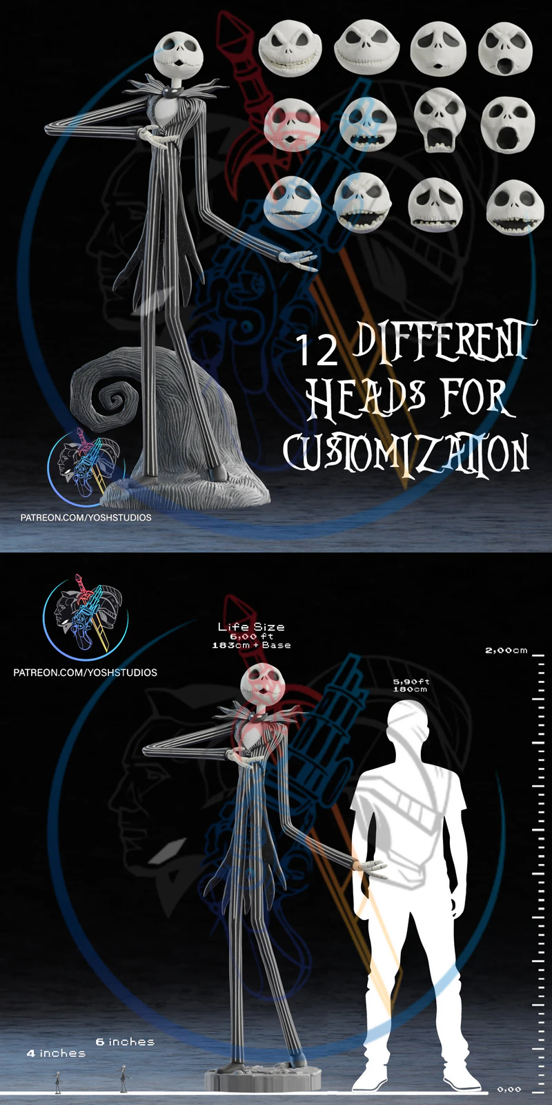 Nightmare Before Christmas STL File for 3D Printing – Jack Skellington STL model for 3D printing