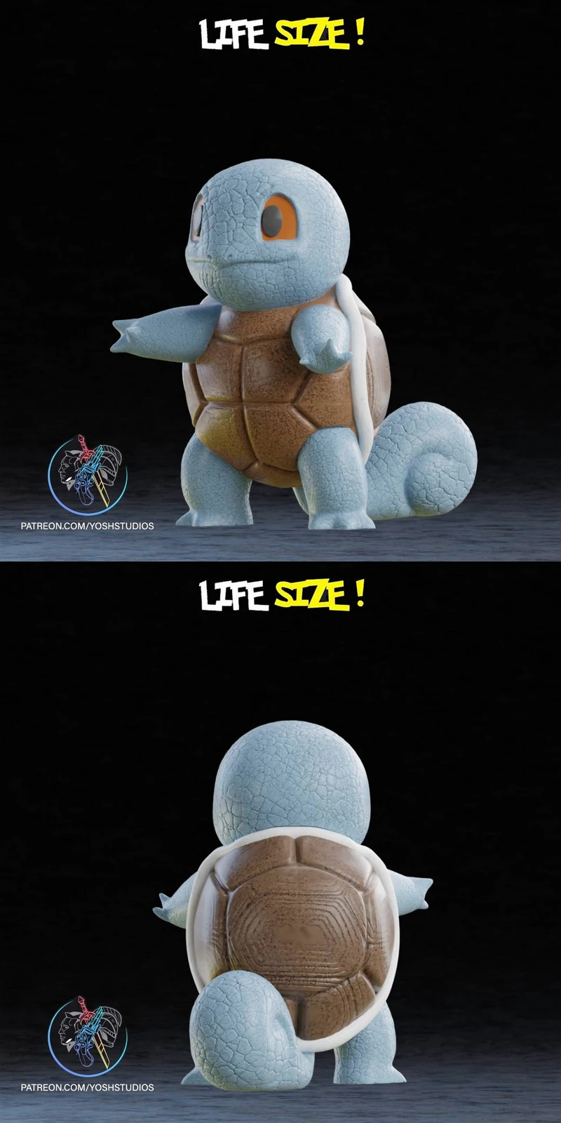 Realistic Squirtle STL model for 3D printing