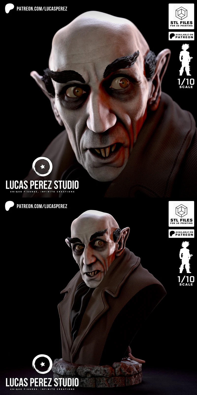 Nosferatu Bust – Classic Vampire Horror STL Model STL model for 3D printing
