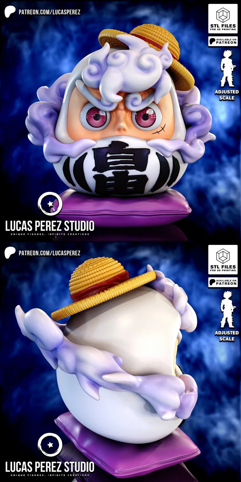 3D Printable Luffy Gear 5 Daruma STL File STL model for 3D printing