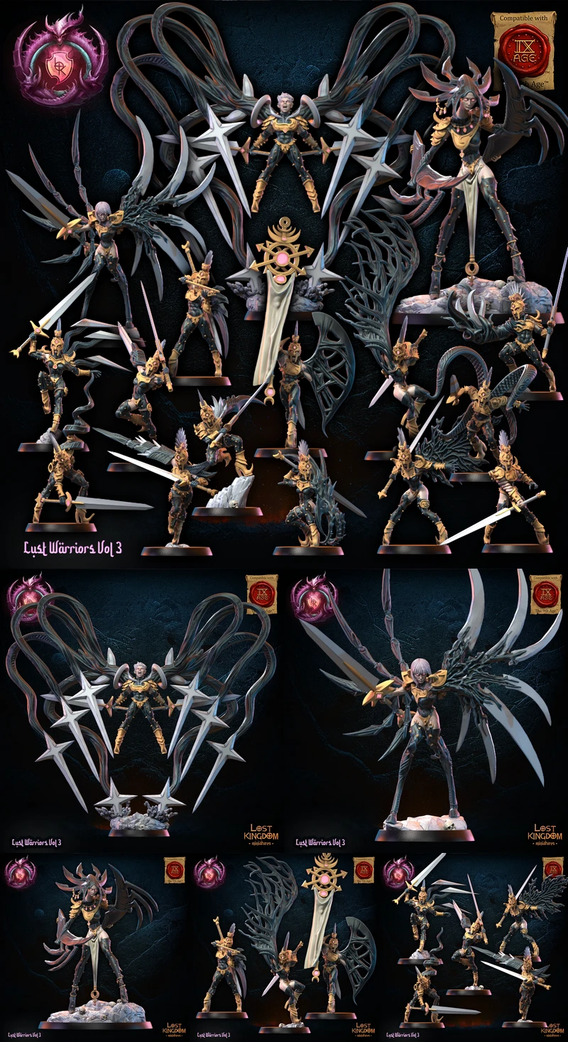 Lust Warriors Vol.3 STL | 3D Printable Fantasy Figures STL model for 3D printing