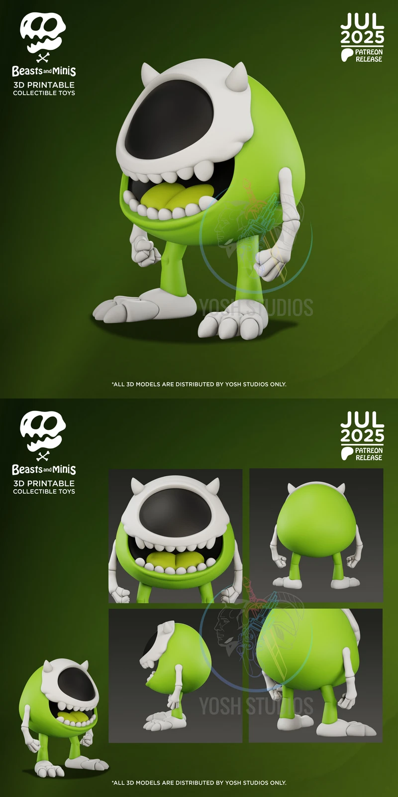 Mike Wazowski 3D Printable Bust STL File for 3D Printer STL model for 3D printing