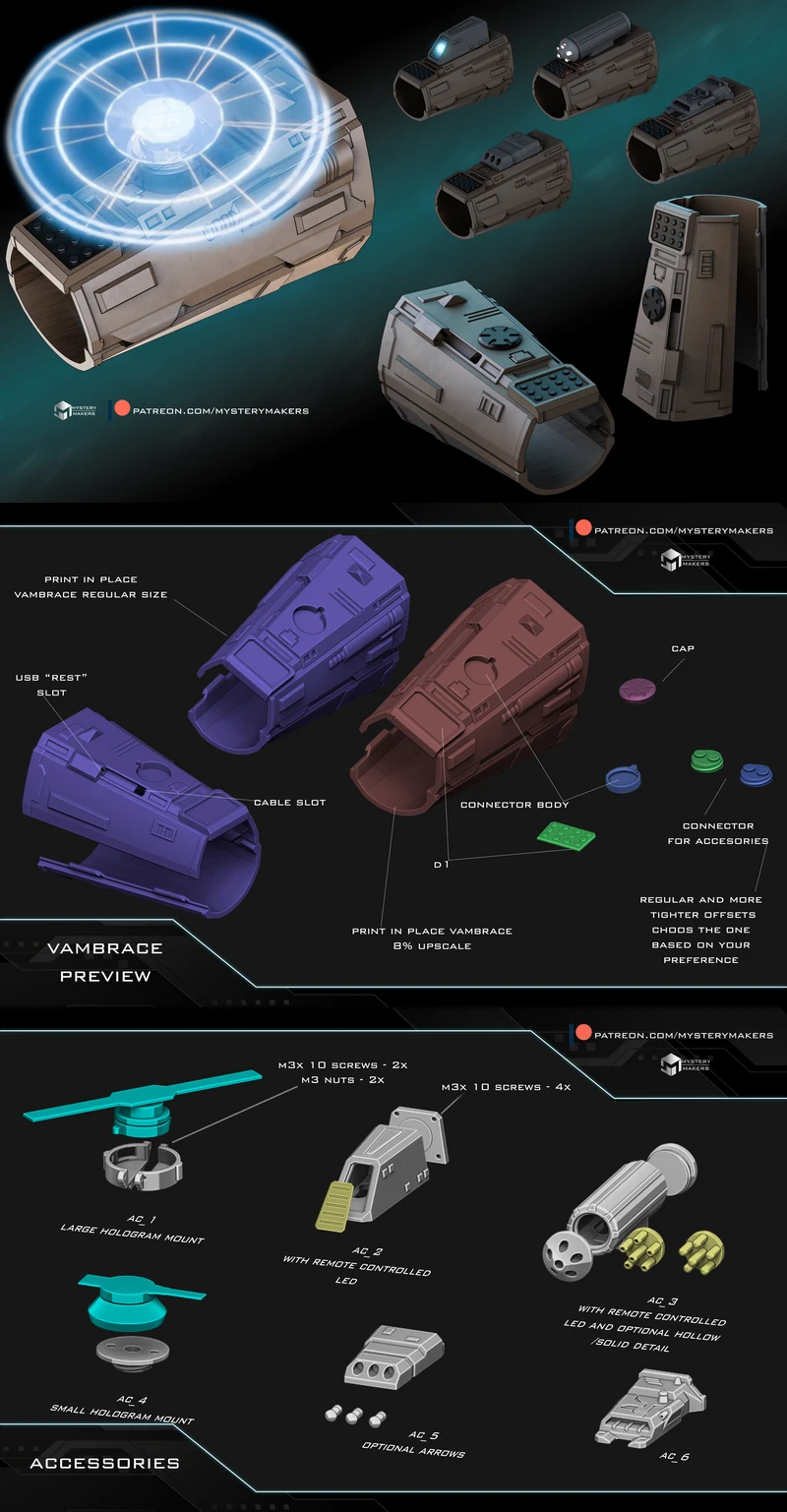 MMV 02 Holoprojector Vambrace 3D Printable STL Model for FDM Printers STL model for 3D printing