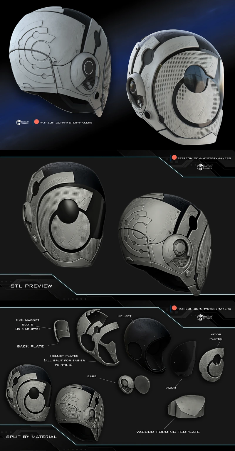 Murderbot Helmet – Sci-Fi Armor STL for 3D Printing STL model for 3D printing