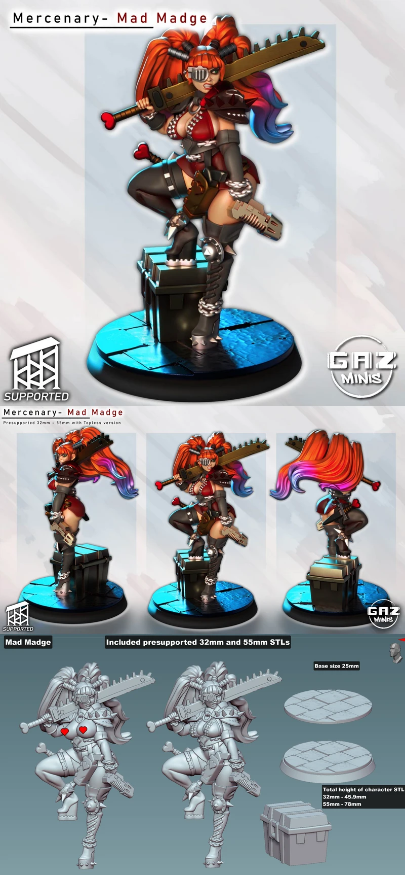 Mad Madge – Mercenary STL model for 3D printing