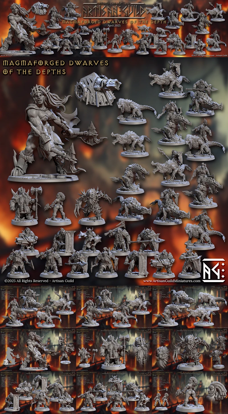 Magmaforged Dwarves of the Depths – April 2025 STL model for 3D printing
