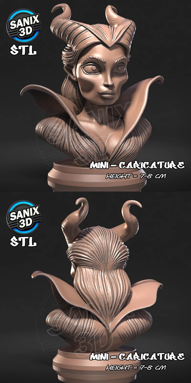 Maleficent Fantasy Figure STL 3D Printable Model STL model for 3D printing