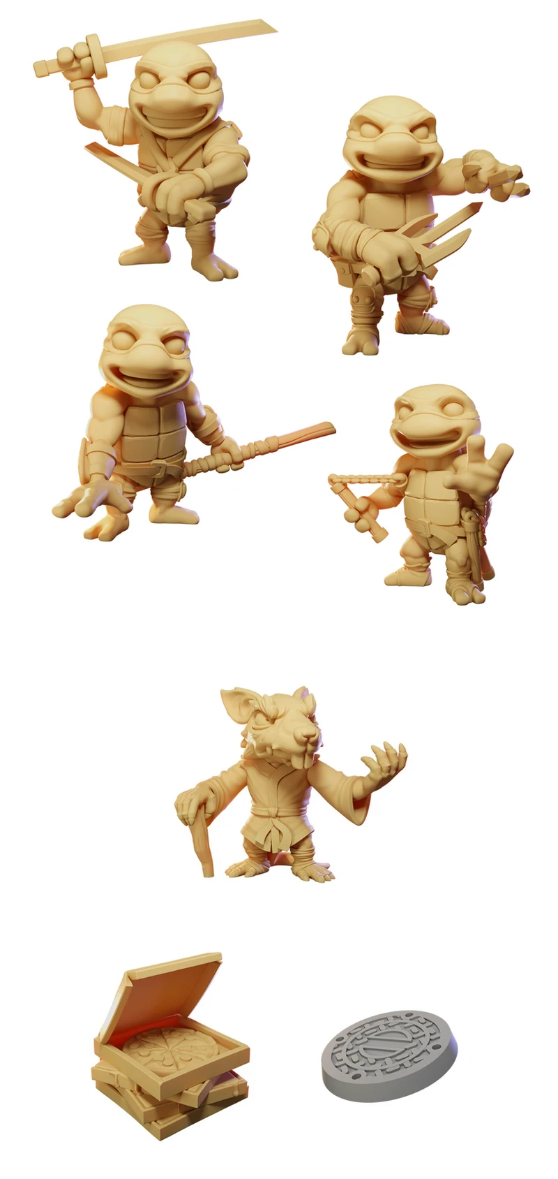 Sewer Tortle Gang STL model for 3D printing