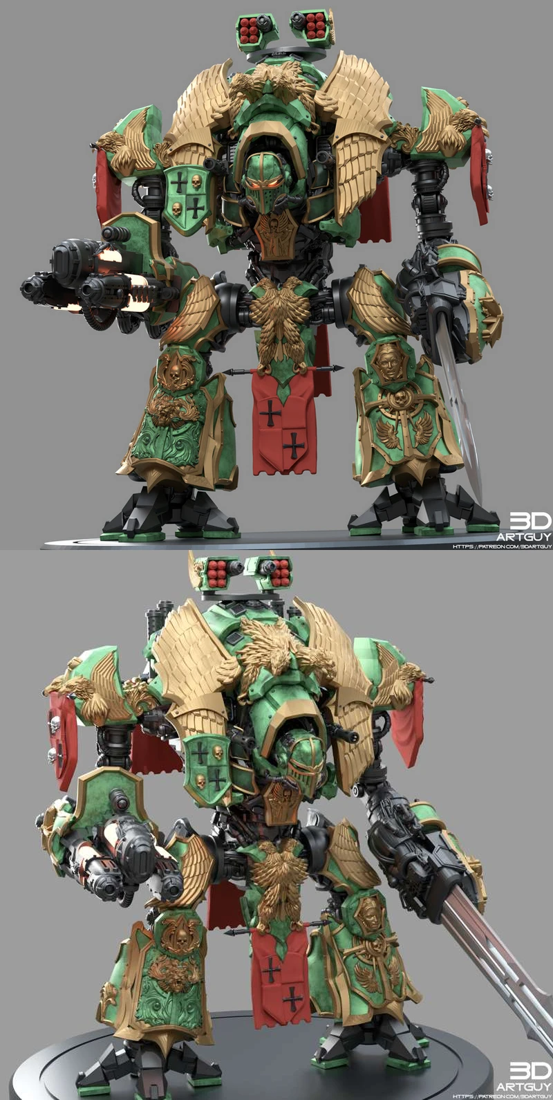Medieval Mech Knight Figure STL model for 3D printing