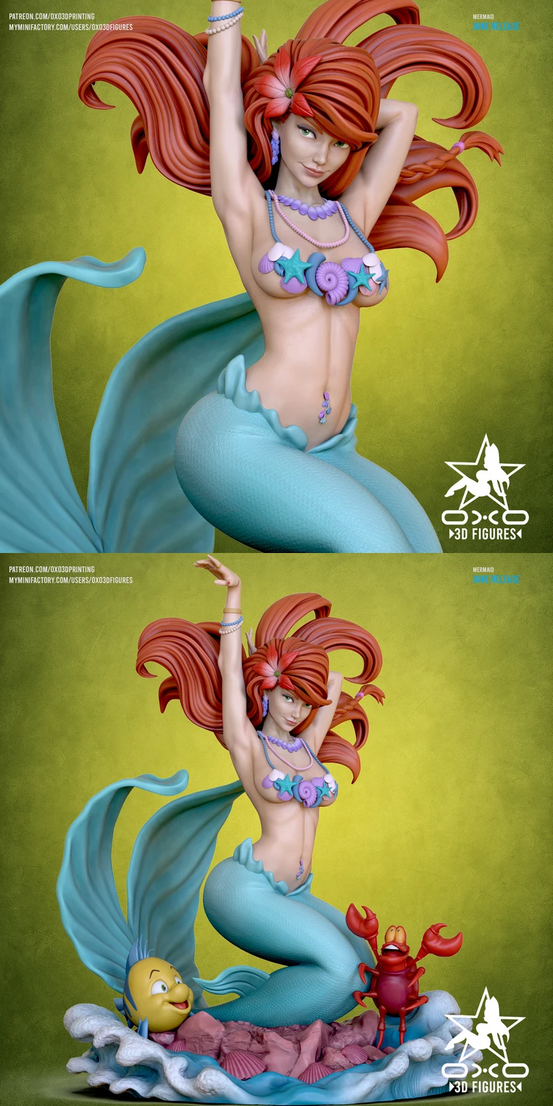Mermaid Fantasy STL Miniature for Tabletop 3D Printing STL model for 3D printing