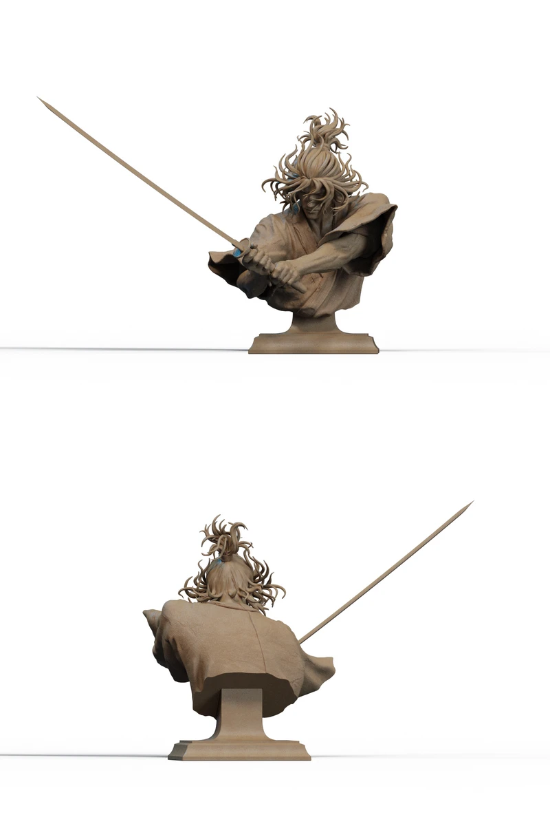 Musashi Miyamoto Bust STL model for 3D printing
