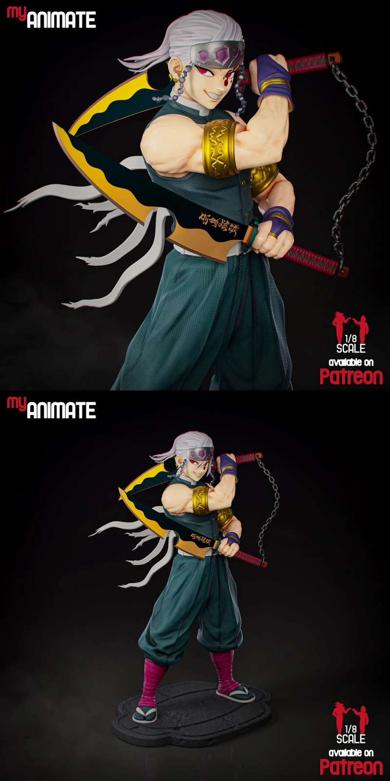 Tengen Uzui Samurai Bust STL for 3D Printer STL model for 3D printing