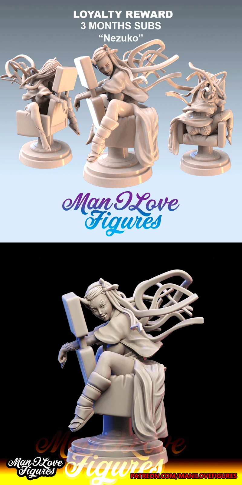 Nezuko Demon Slayer Fanart Figure STL STL model for 3D printing