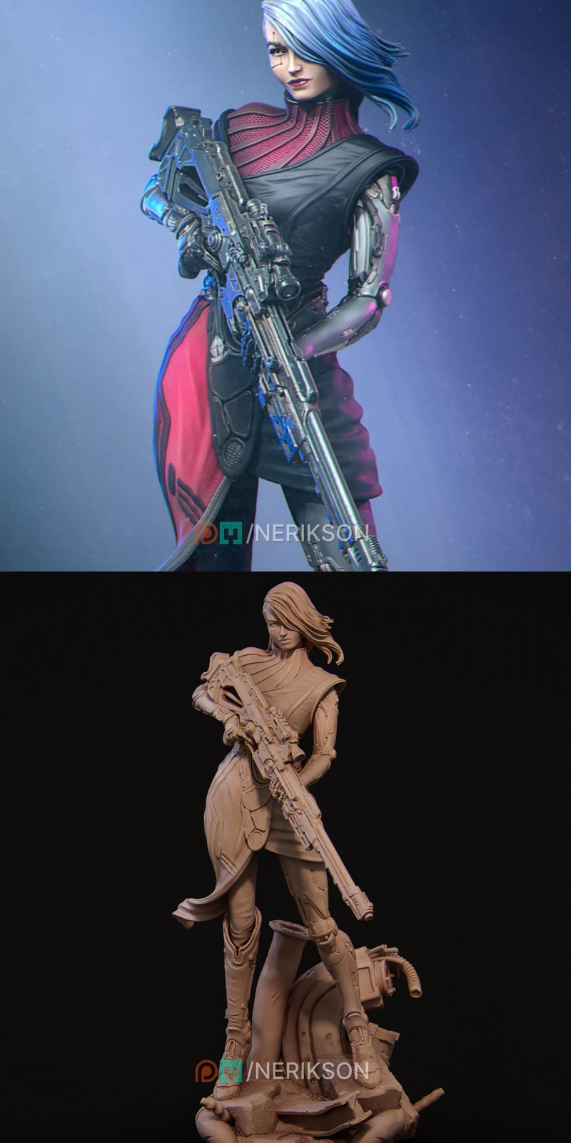 Aryn the Sniper Assassin Standing STL STL model for 3D printing