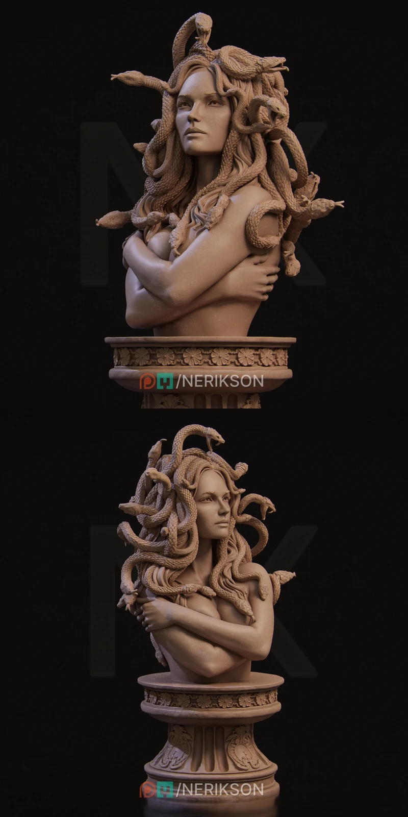Medusa Mythological Bust STL STL model for 3D printing