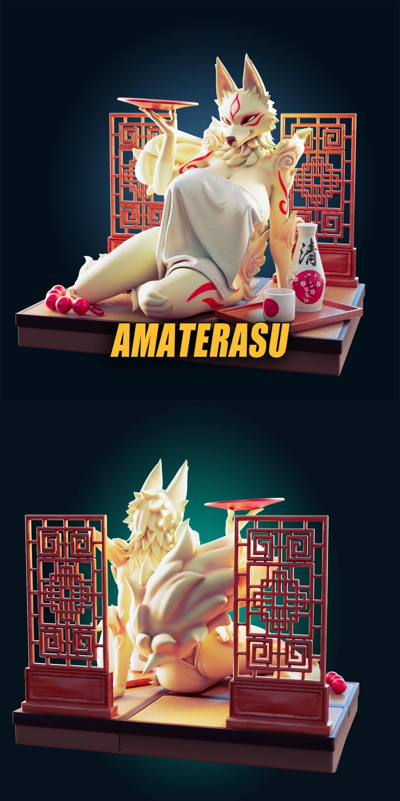 Amaterasu STL File for 3D Printer – Okami Figure STL model for 3D printing