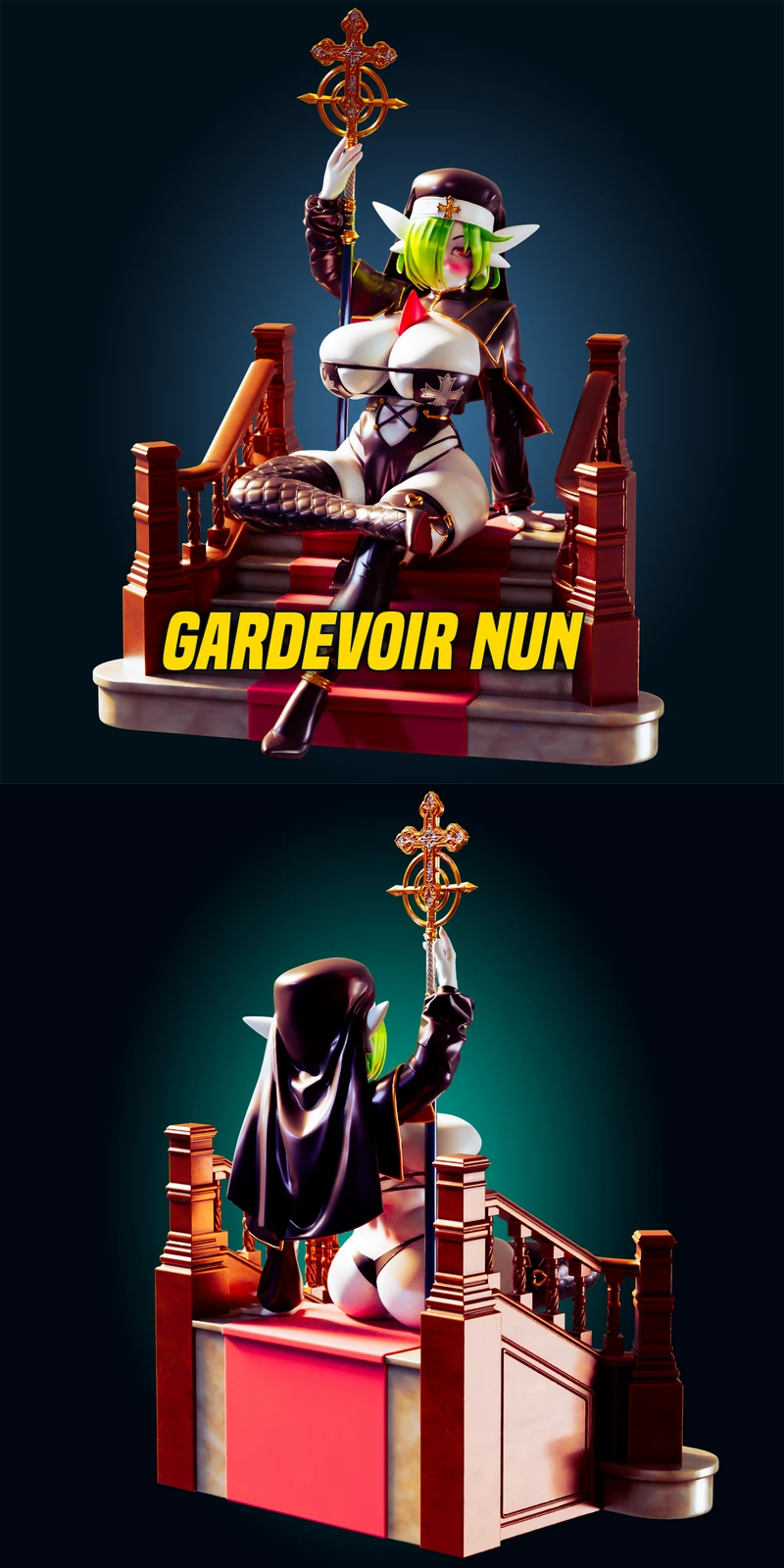 Gardevoir Nun Pokémon Fanart Figure STL STL model for 3D printing