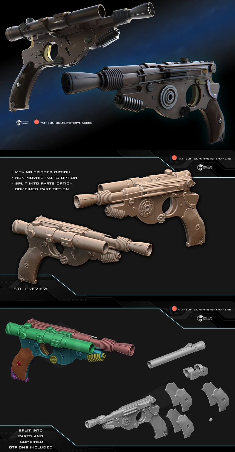Mandalorian Blaster 3D Printable STL Model for 3D Printers STL model for 3D printing