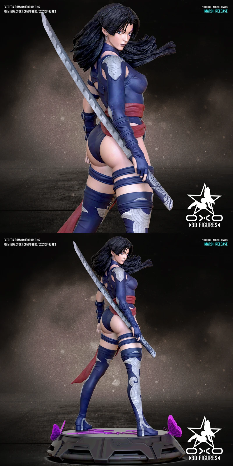 Psylocke STL model for 3D printing