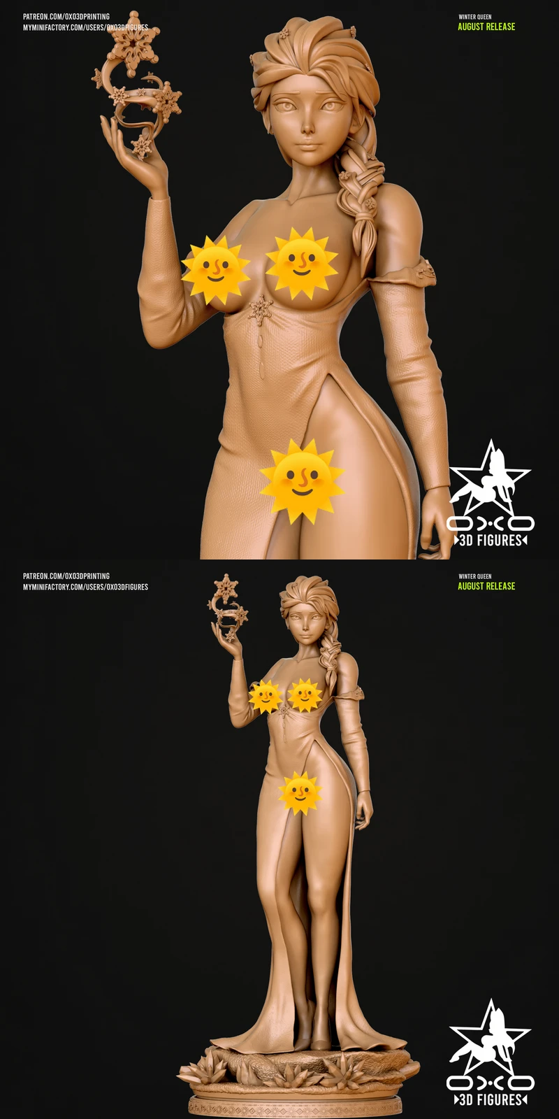 Winter Queen Elsa Miniature Extra STL model for 3D printing