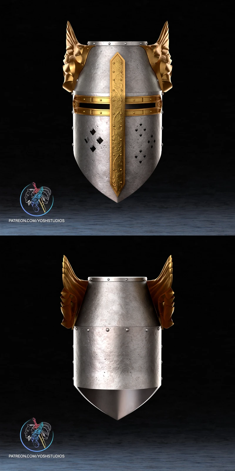 Oblivion Crusader Helmet STL model for 3D printing