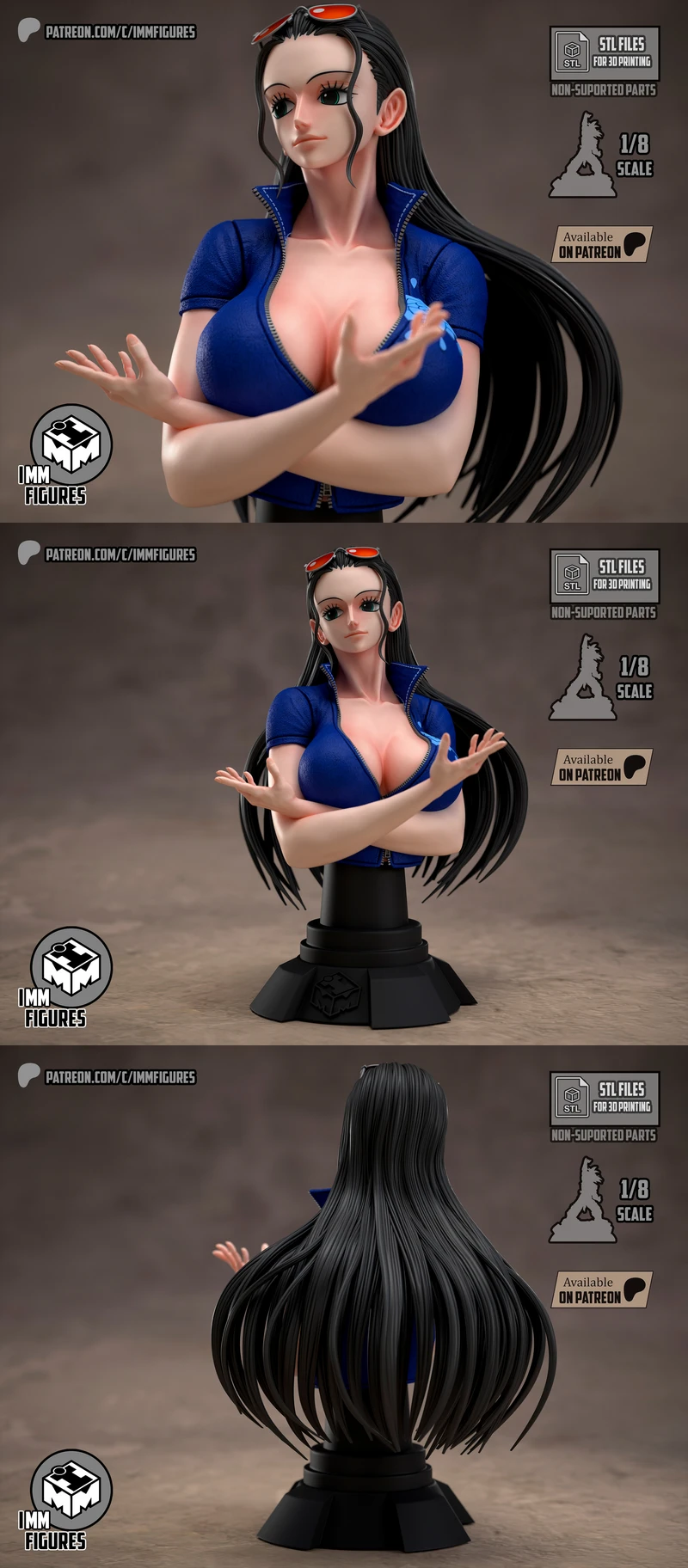 Nico Robin One Piece Bust STL model for 3D printing