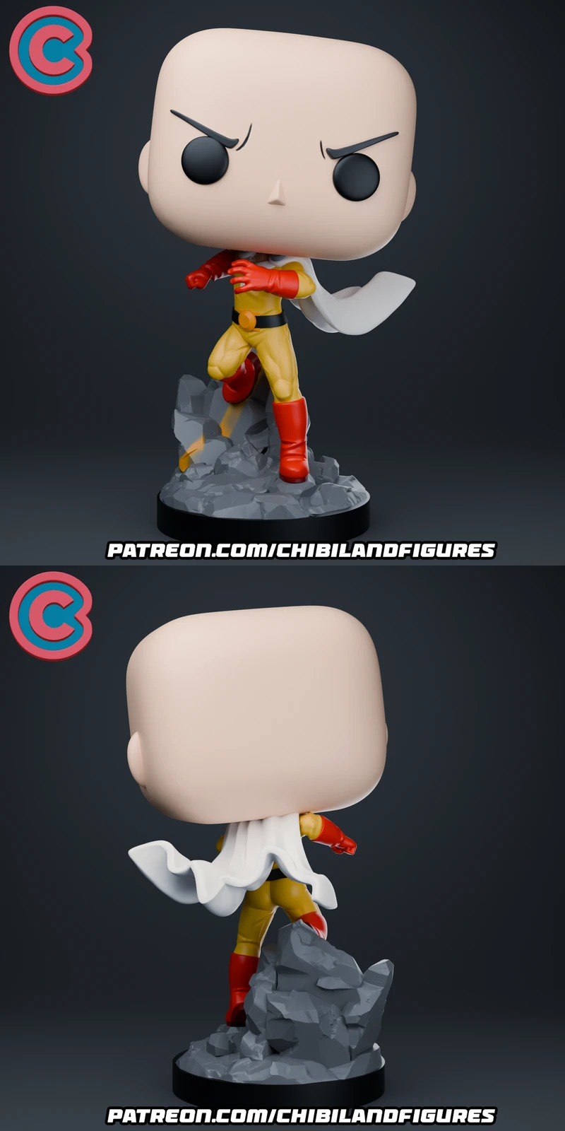 Saitama One Punch Man 3D Printable STL File STL model for 3D printing