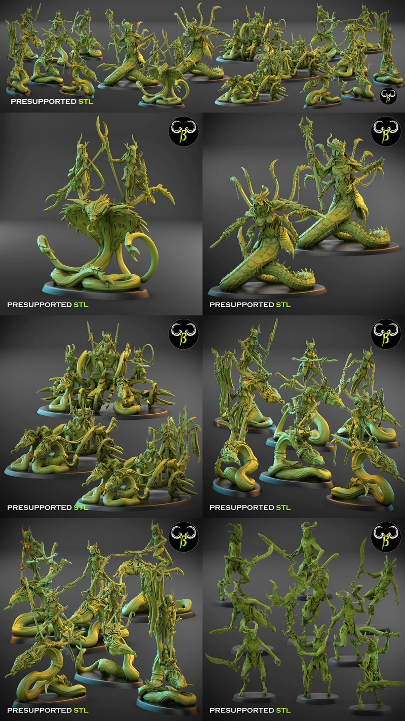 Ophidian Demons STL Miniature for 3D Printing STL model for 3D printing