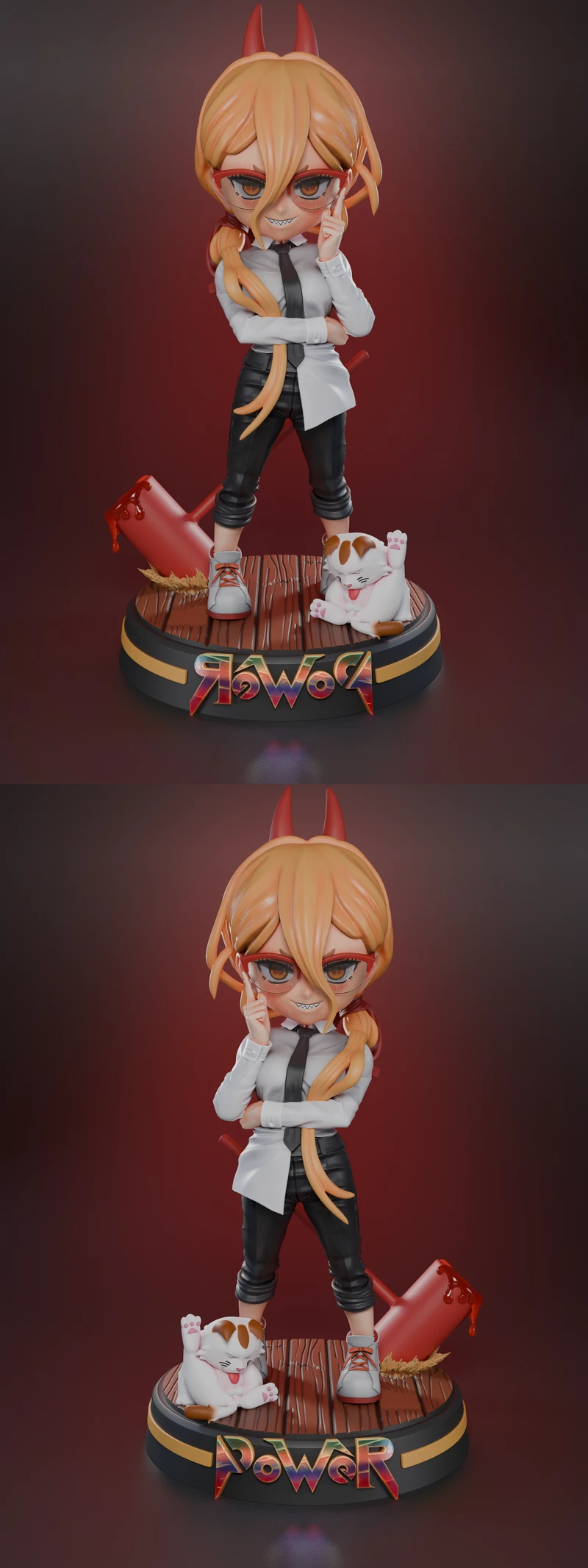 Power Chibi Chainsaw Man Figure STL STL model for 3D printing