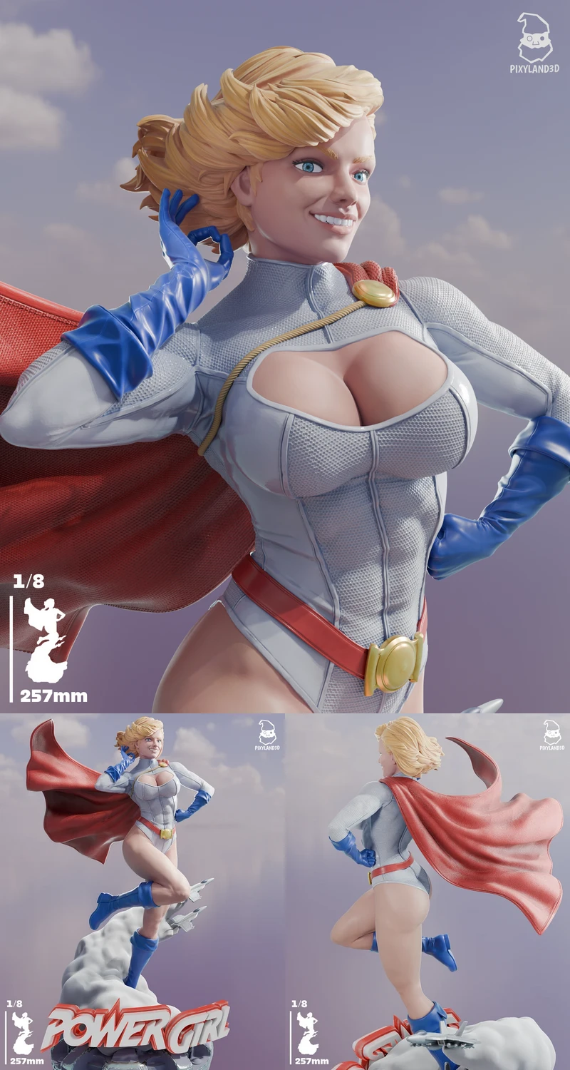 POWER GIRL STL model for 3D printing