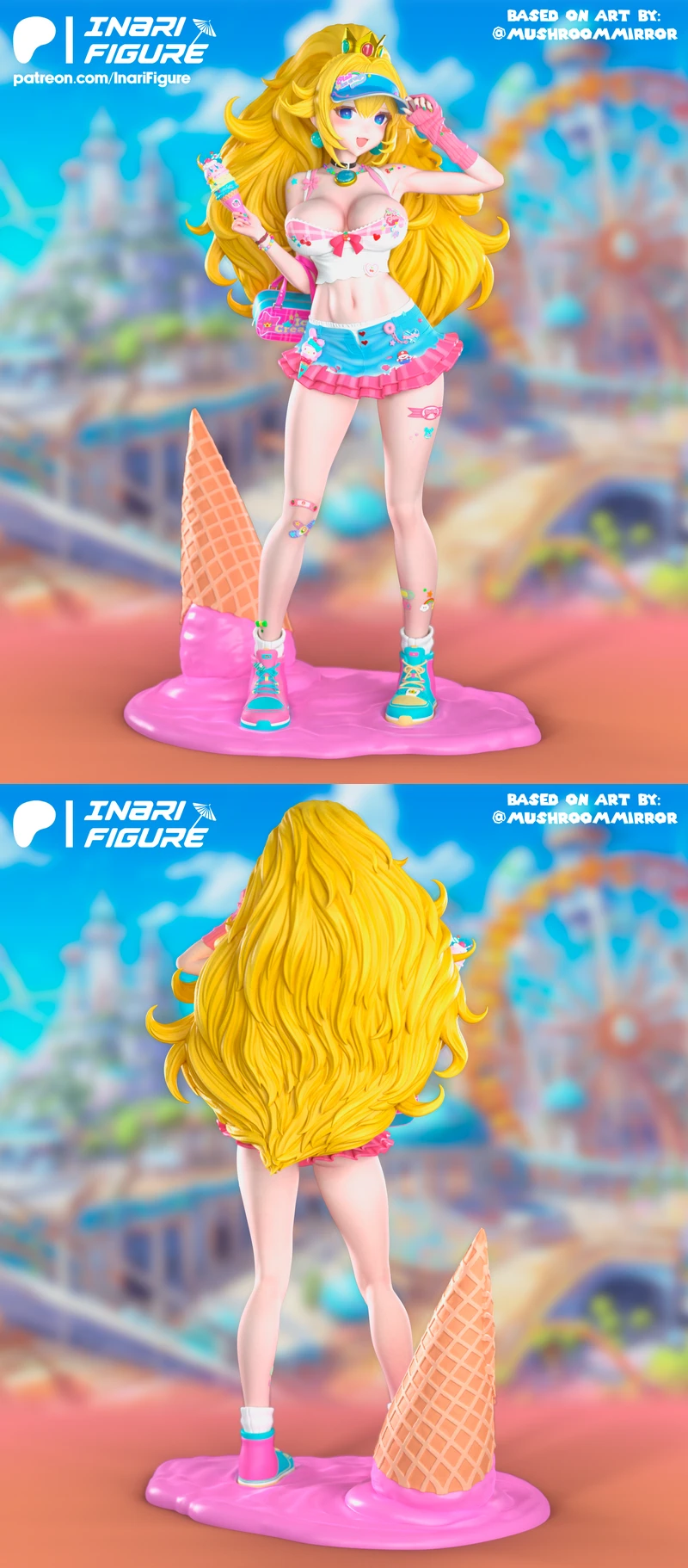 Princess Peach Pink Ice Cream Figure STL model for 3D printing