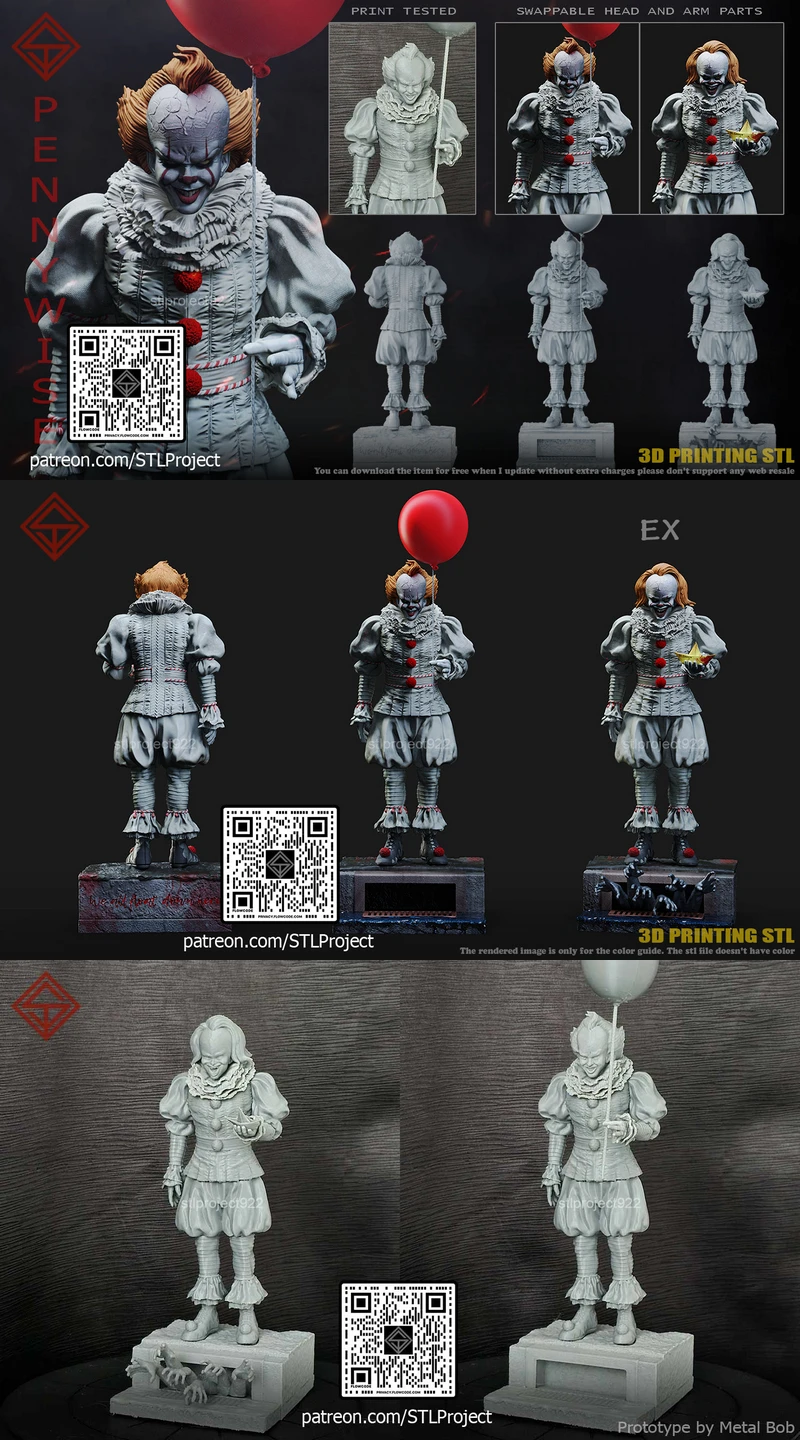 Pennywise 3D Printable STL File STL model for 3D printing