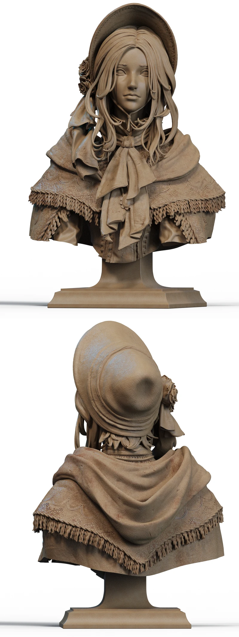 Plain Doll Bust STL for 3D Printing STL model for 3D printing