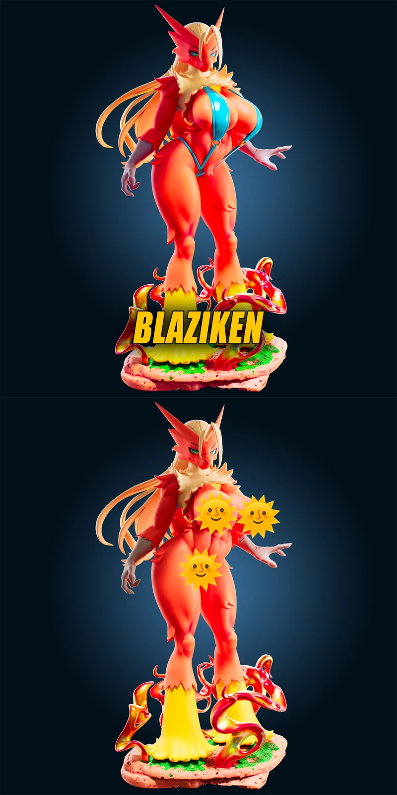 Blaziken Pokemon 3D Printable STL Model STL model for 3D printing