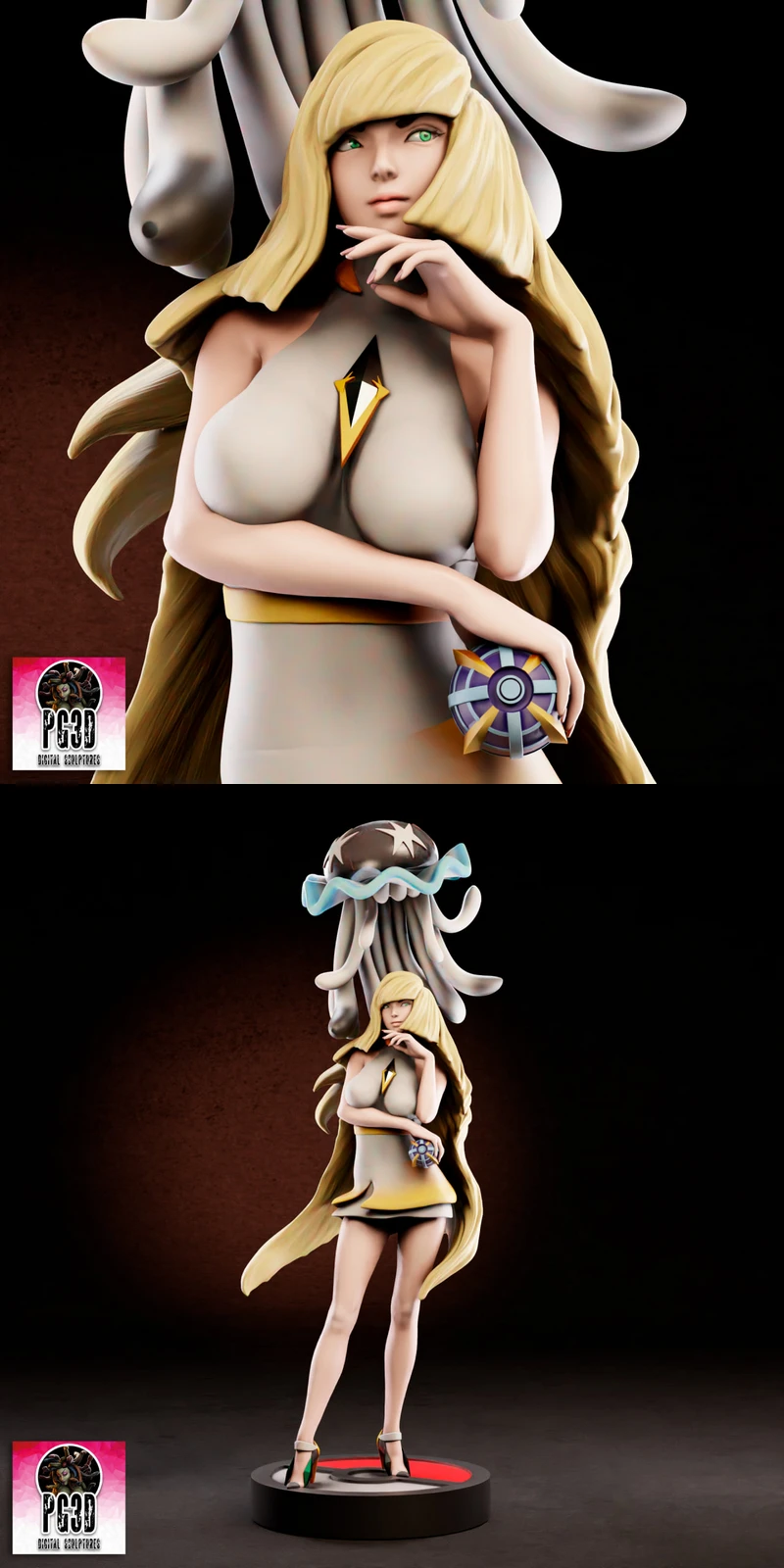 Pokemon Lusamine and Nihilego STL model for 3D printing