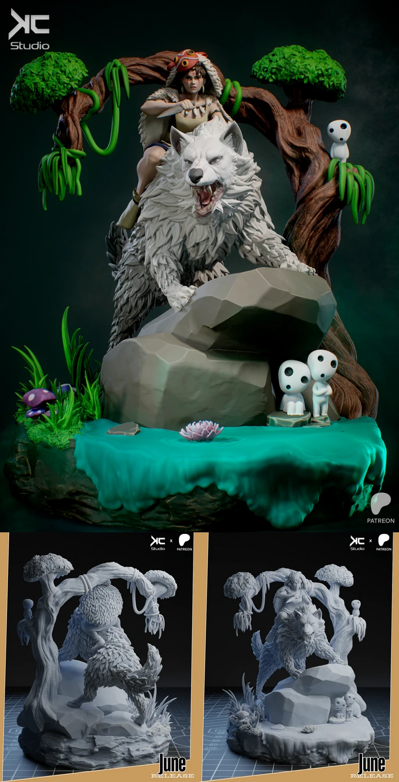 Princess Mononoke Diorama 3D Printable STL File STL model for 3D printing