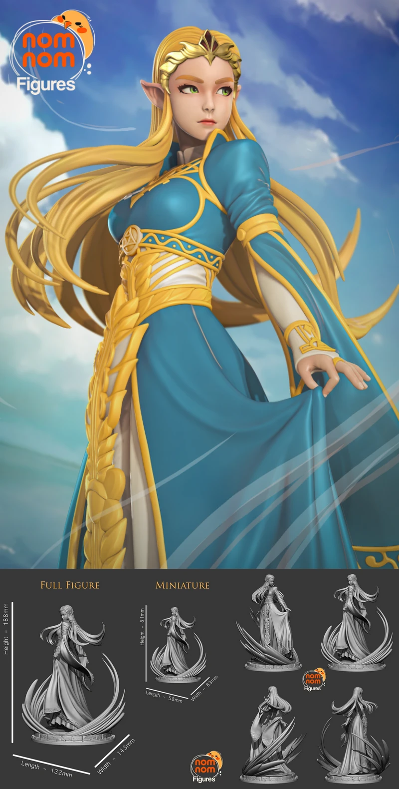 Princess Zelda from Breath of the Wild STL model for 3D printing