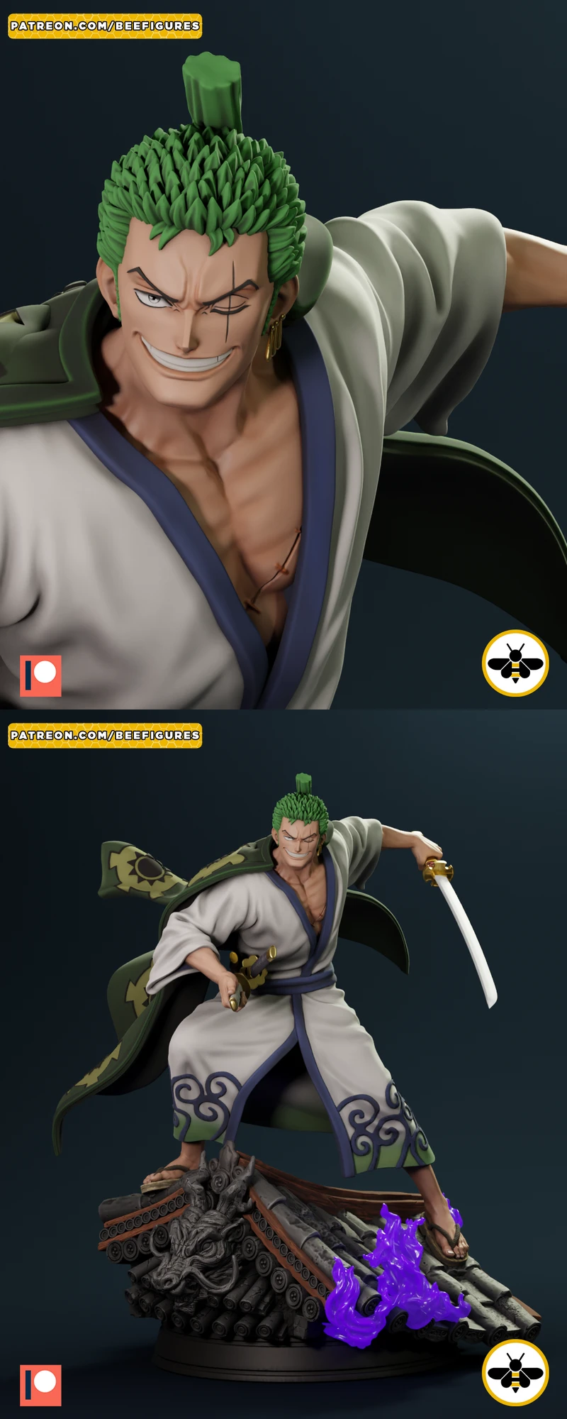 Roronoa Zoro Wano 3D Printable STL Model STL model for 3D printing