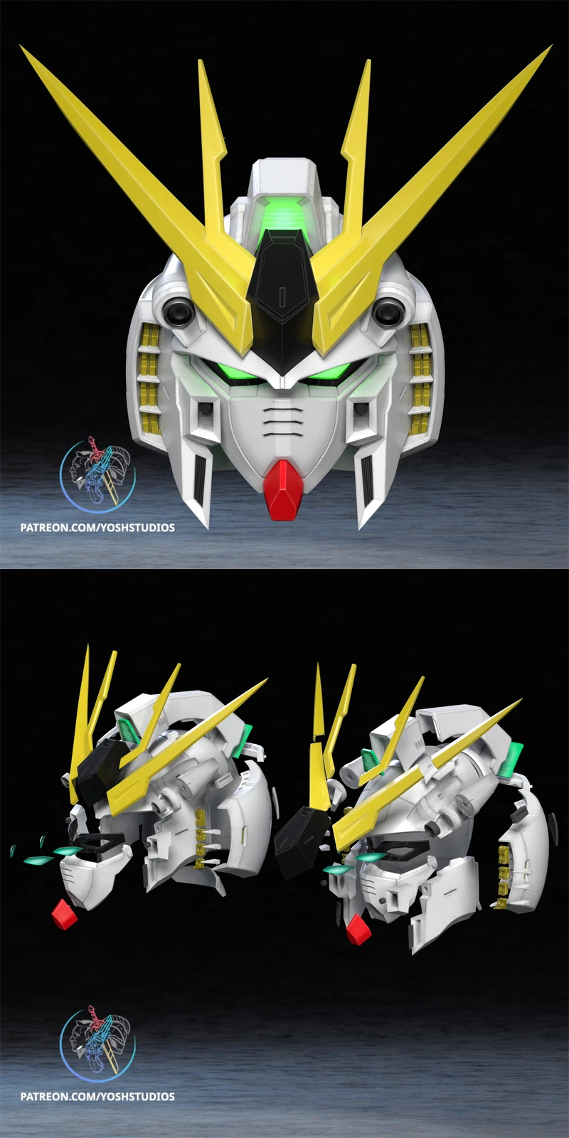 RX-93 Nu Gundam Helmet STL | 3D Printable Cosplay Prop STL model for 3D printing