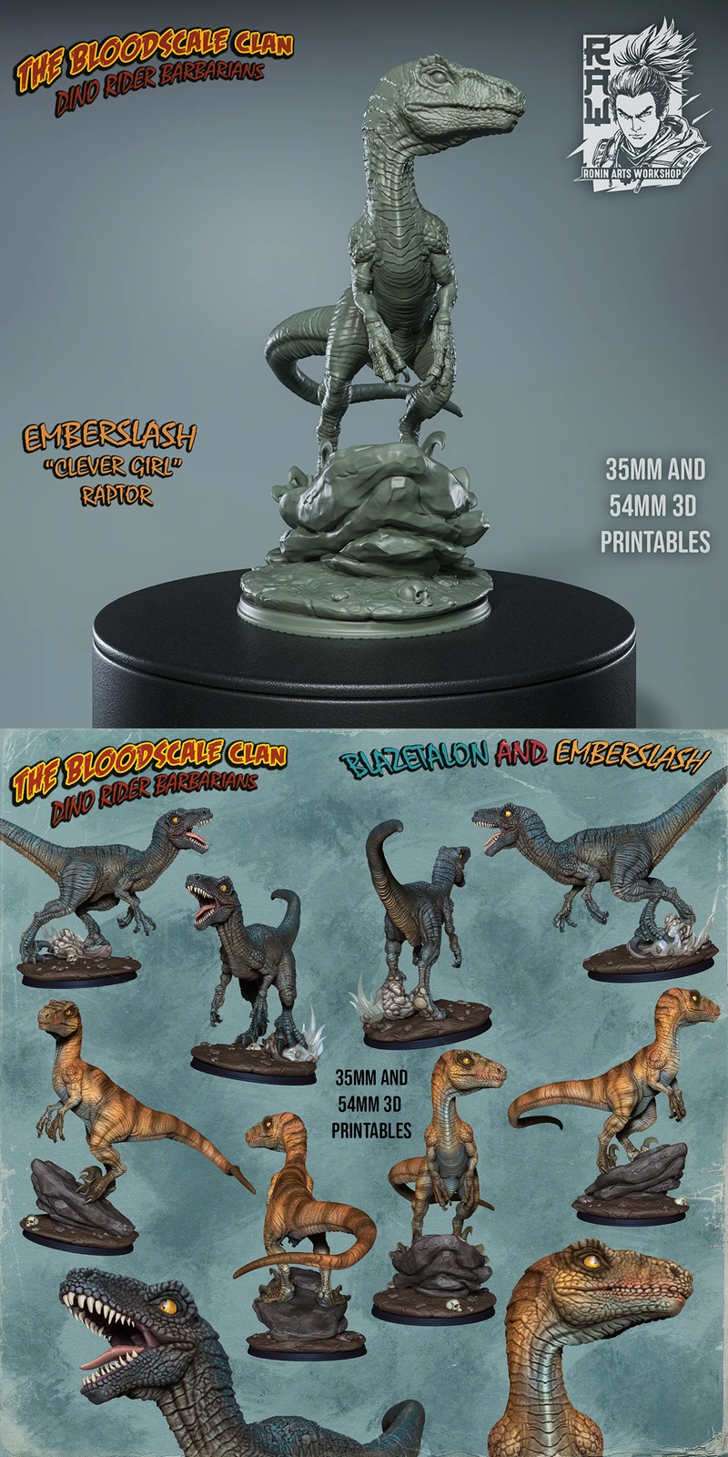 Raptor EmberSlash STL | 3D Printable Dinosaur Miniature STL model for 3D printing