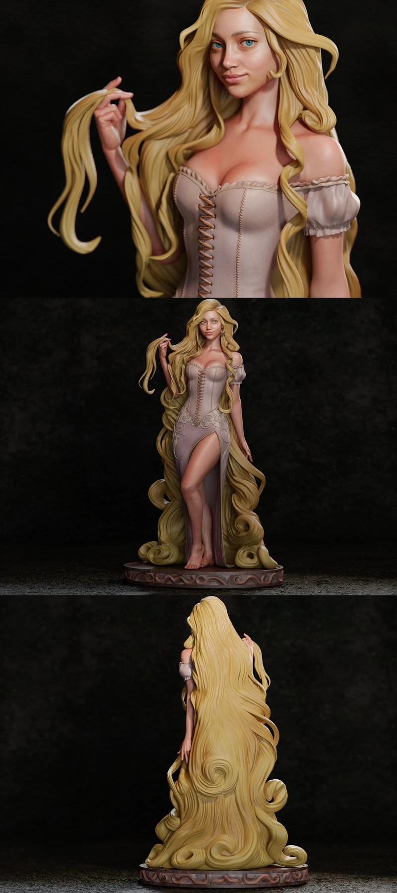 Rapunzel Princess 3D Printable STL Figure STL model for 3D printing