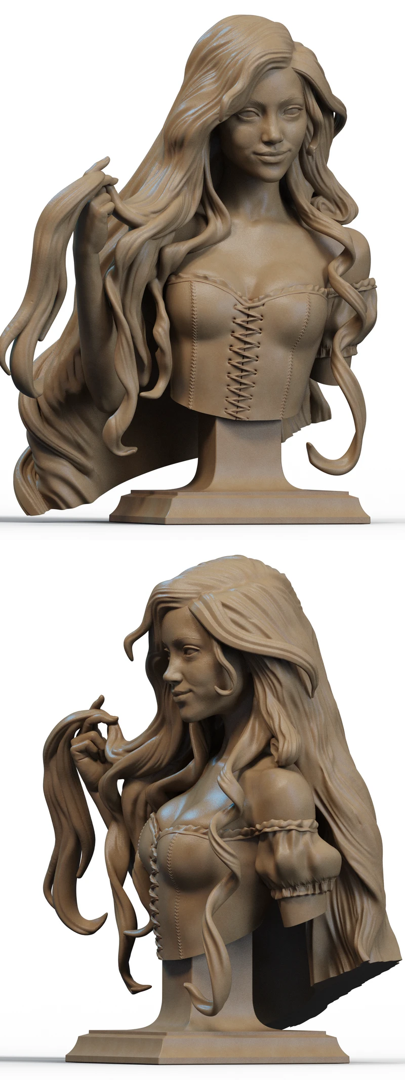 Rapunzel Character Bust STL File for 3D Printing STL model for 3D printing