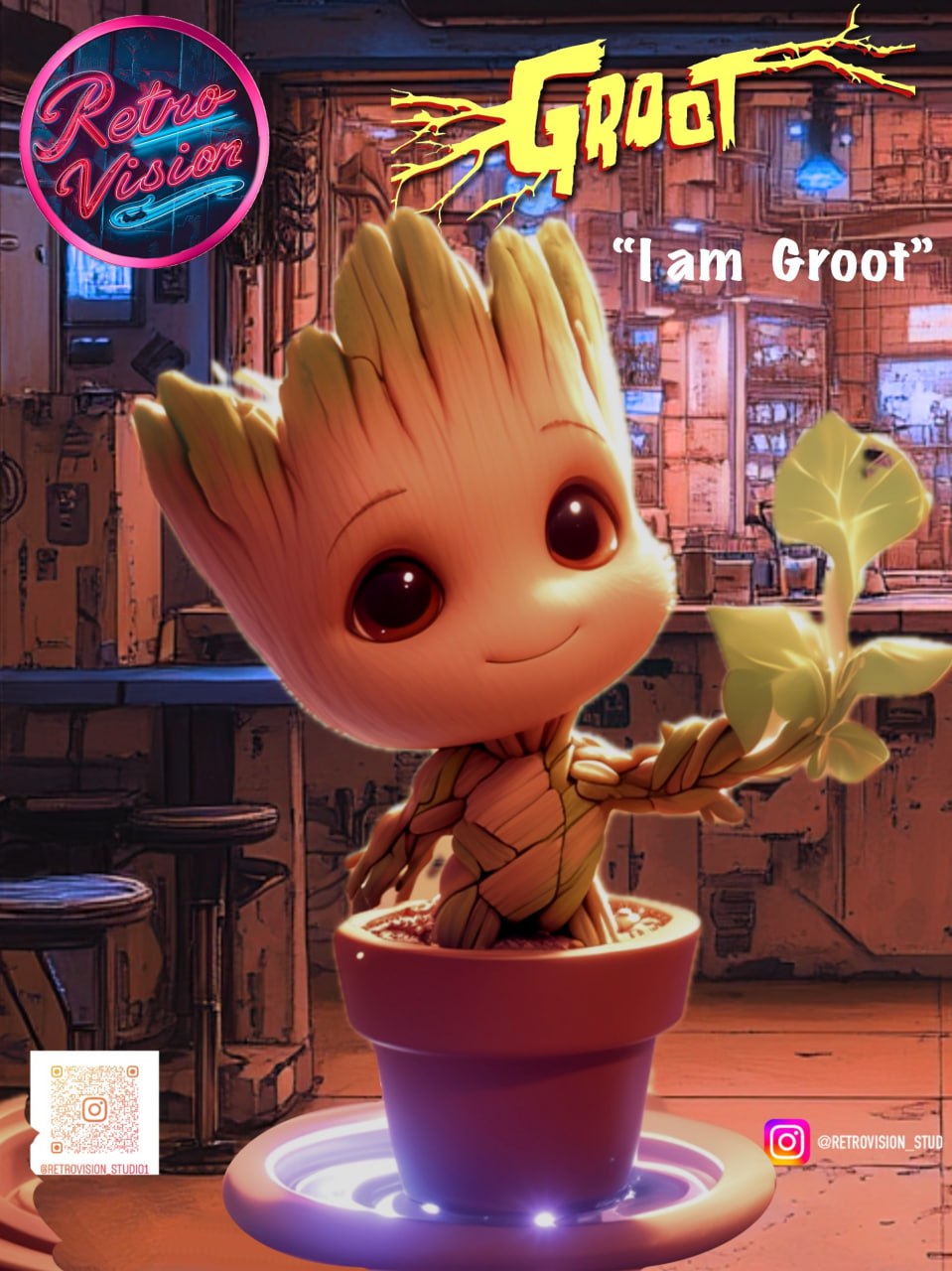 Baby Groot pot STL model for 3D printing